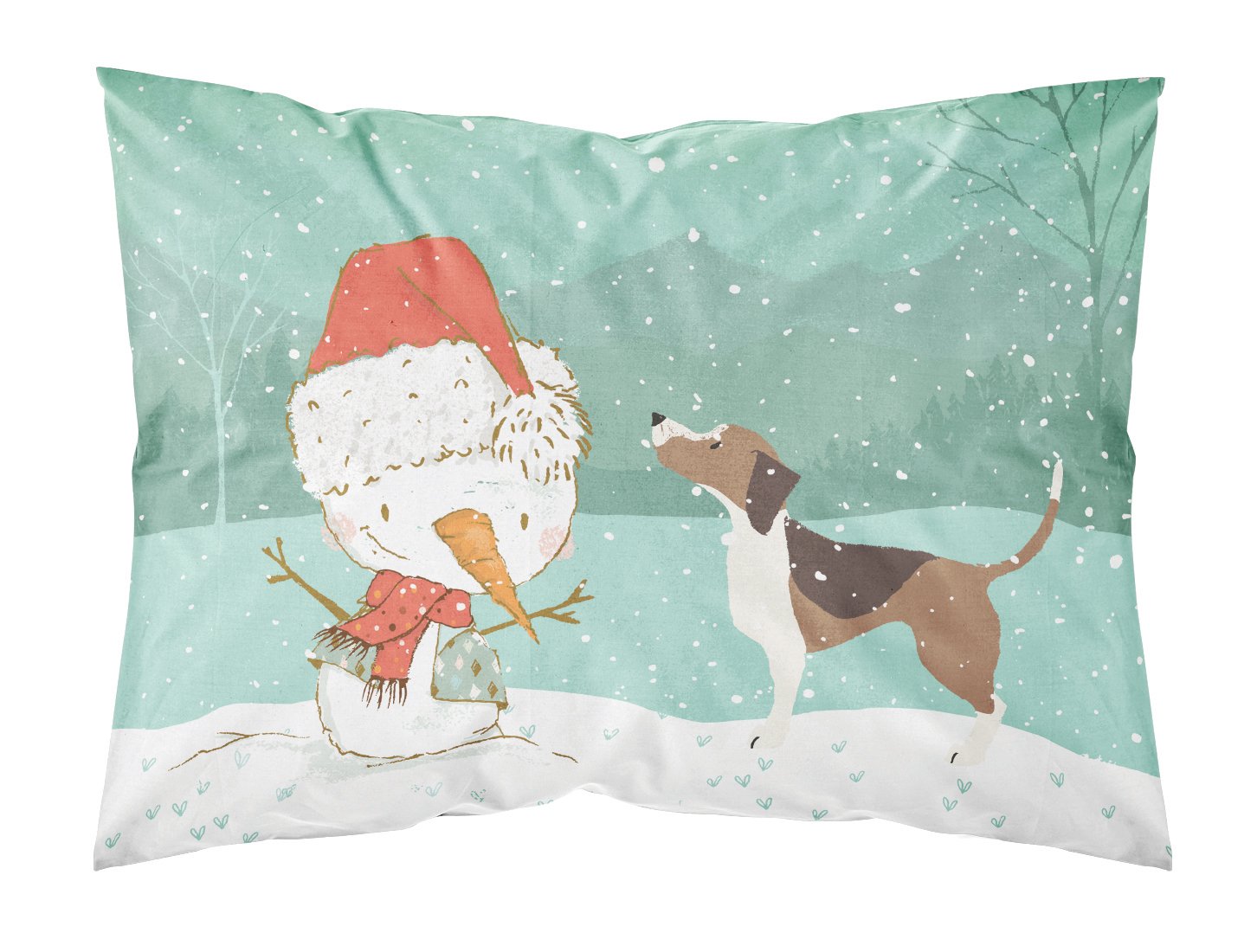 Beagle Snowman Christmas Fabric Standard Pillowcase CK2052PILLOWCASE by Caroline's Treasures