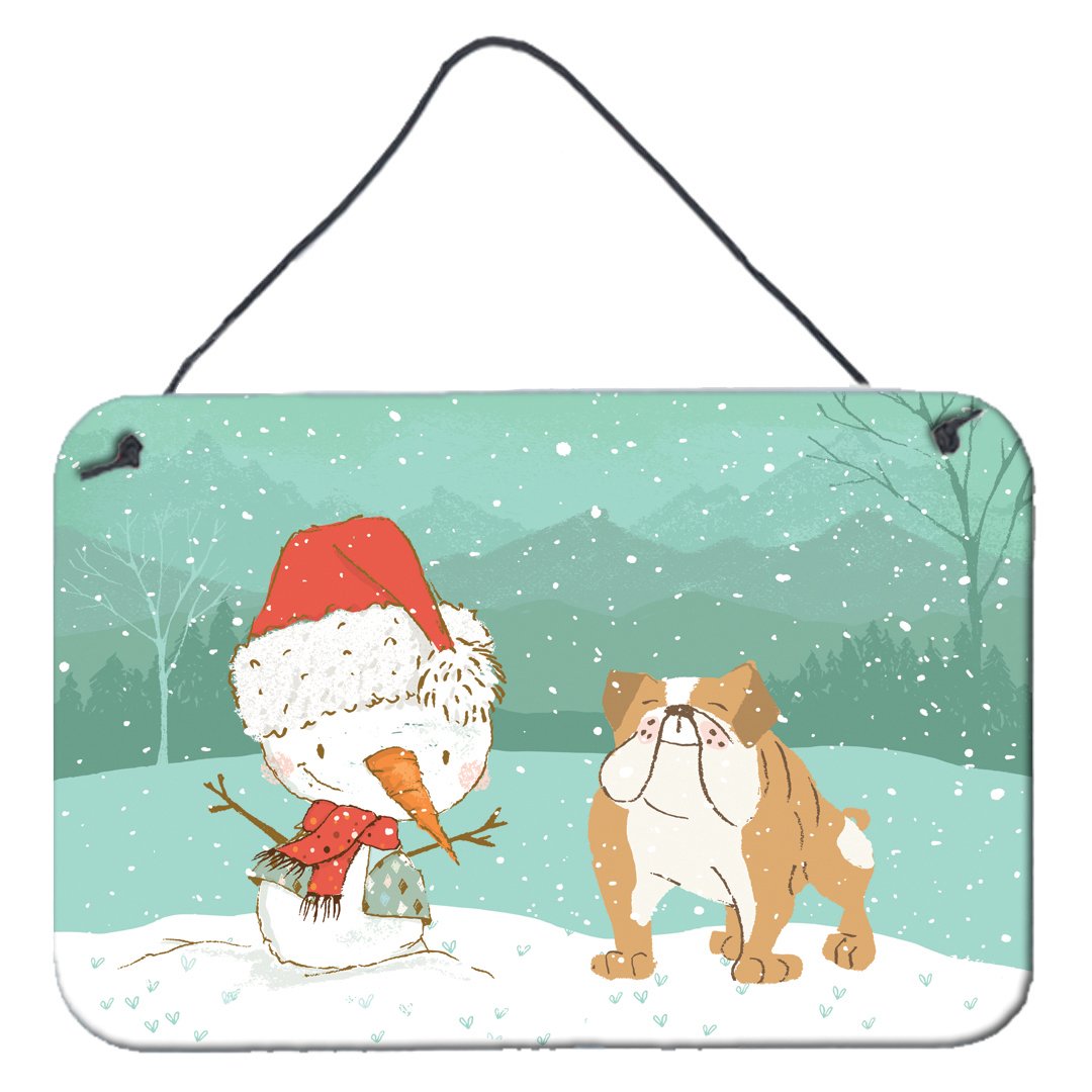 English Bulldog Snowman Christmas Wall or Door Hanging Prints CK2053DS812 by Caroline's Treasures