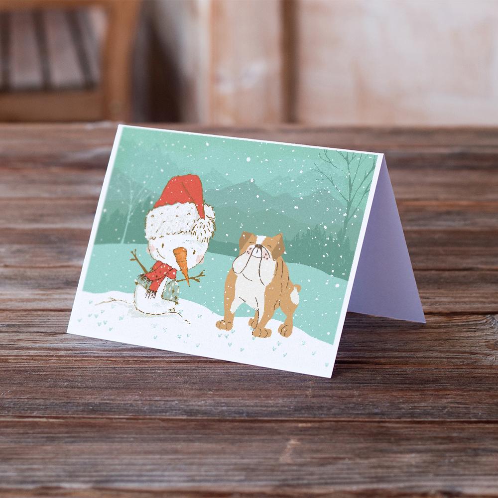 Buy this English Bulldog Snowman Christmas Greeting Cards and Envelopes Pack of 8