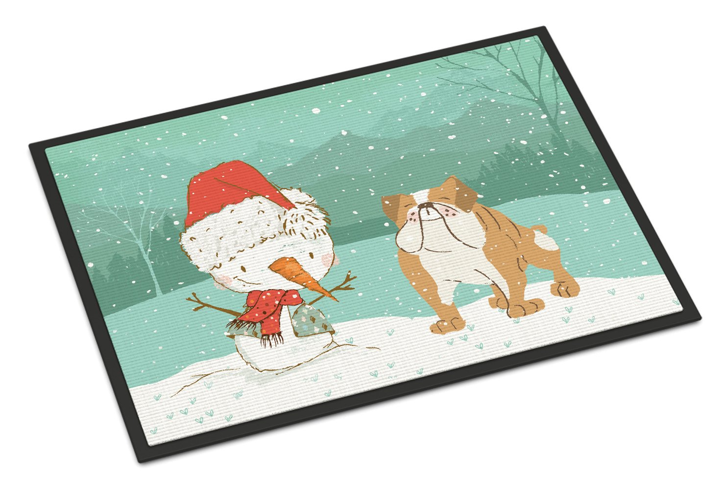 English Bulldog Snowman Christmas Indoor or Outdoor Mat 24x36 CK2053JMAT by Caroline's Treasures