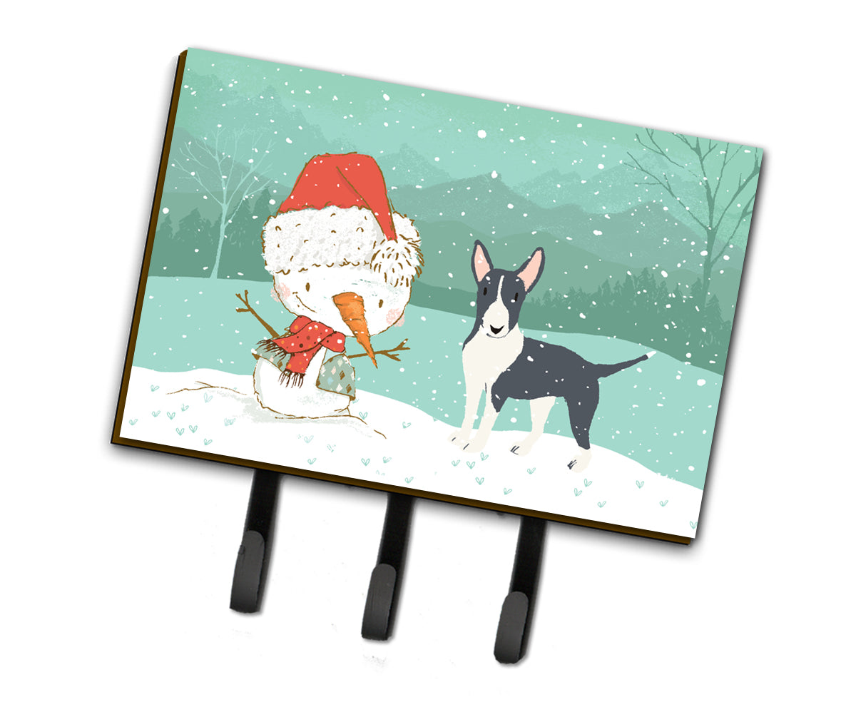 Black Bull Terrier Snowman Christmas Leash or Key Holder CK2055TH68  the-store.com.