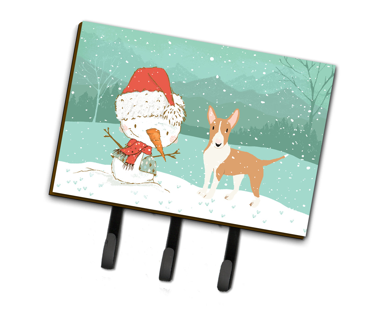 Fawn Bull Terrier Snowman Christmas Leash or Key Holder CK2056TH68  the-store.com.