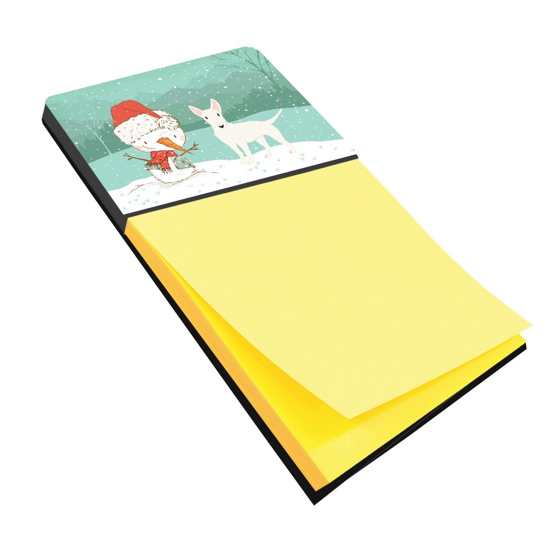 White Bull Terrier Snowman Christmas Sticky Note Holder CK2058SN by Caroline's Treasures