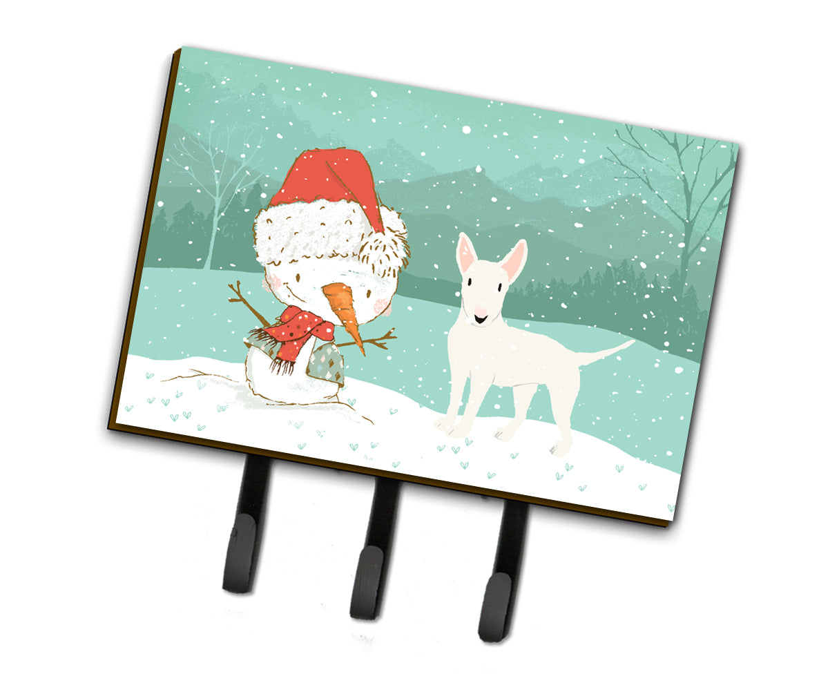 White Bull Terrier Snowman Christmas Leash or Key Holder CK2058TH68  the-store.com.