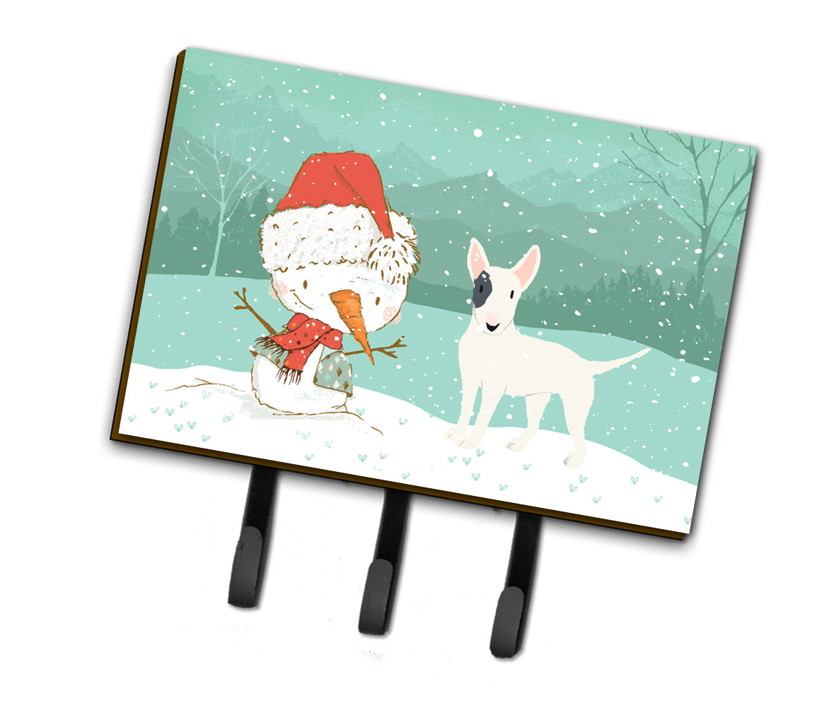 White Spot Bull Terrier Snowman Christmas Leash or Key Holder CK2059TH68  the-store.com.