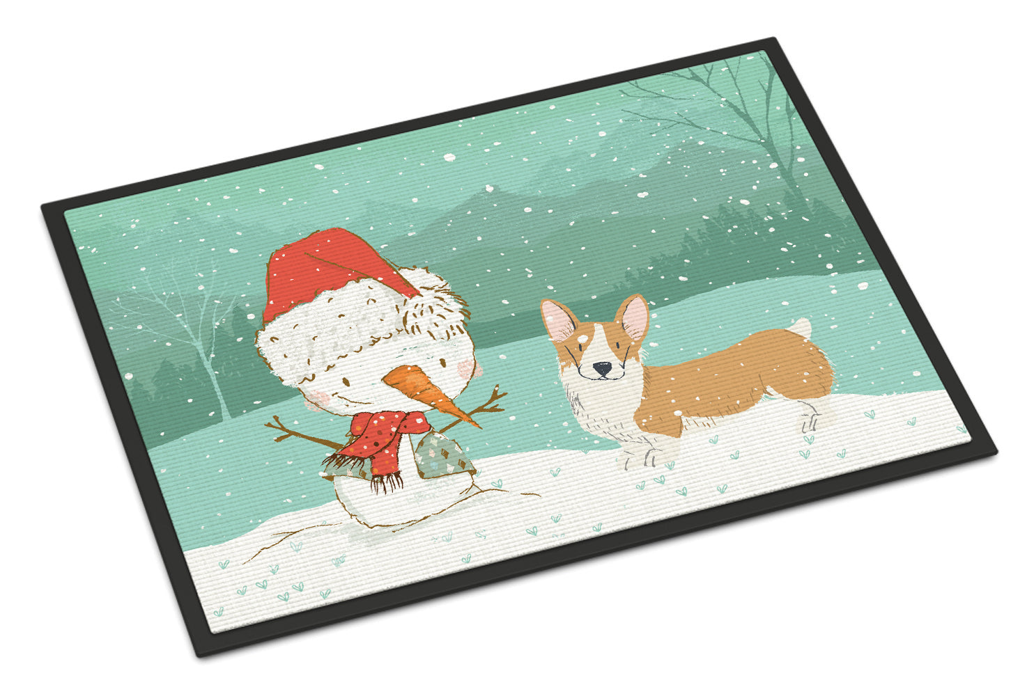 Pembroke Corgi Snowman Christmas Indoor or Outdoor Mat 18x27 CK2060MAT - the-store.com