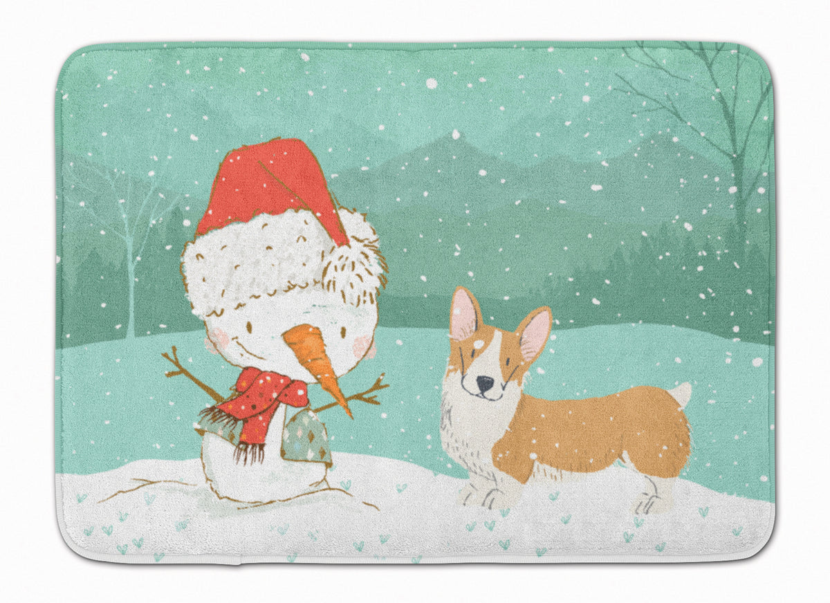 Pembroke Corgi Snowman Christmas Machine Washable Memory Foam Mat CK2060RUG - the-store.com