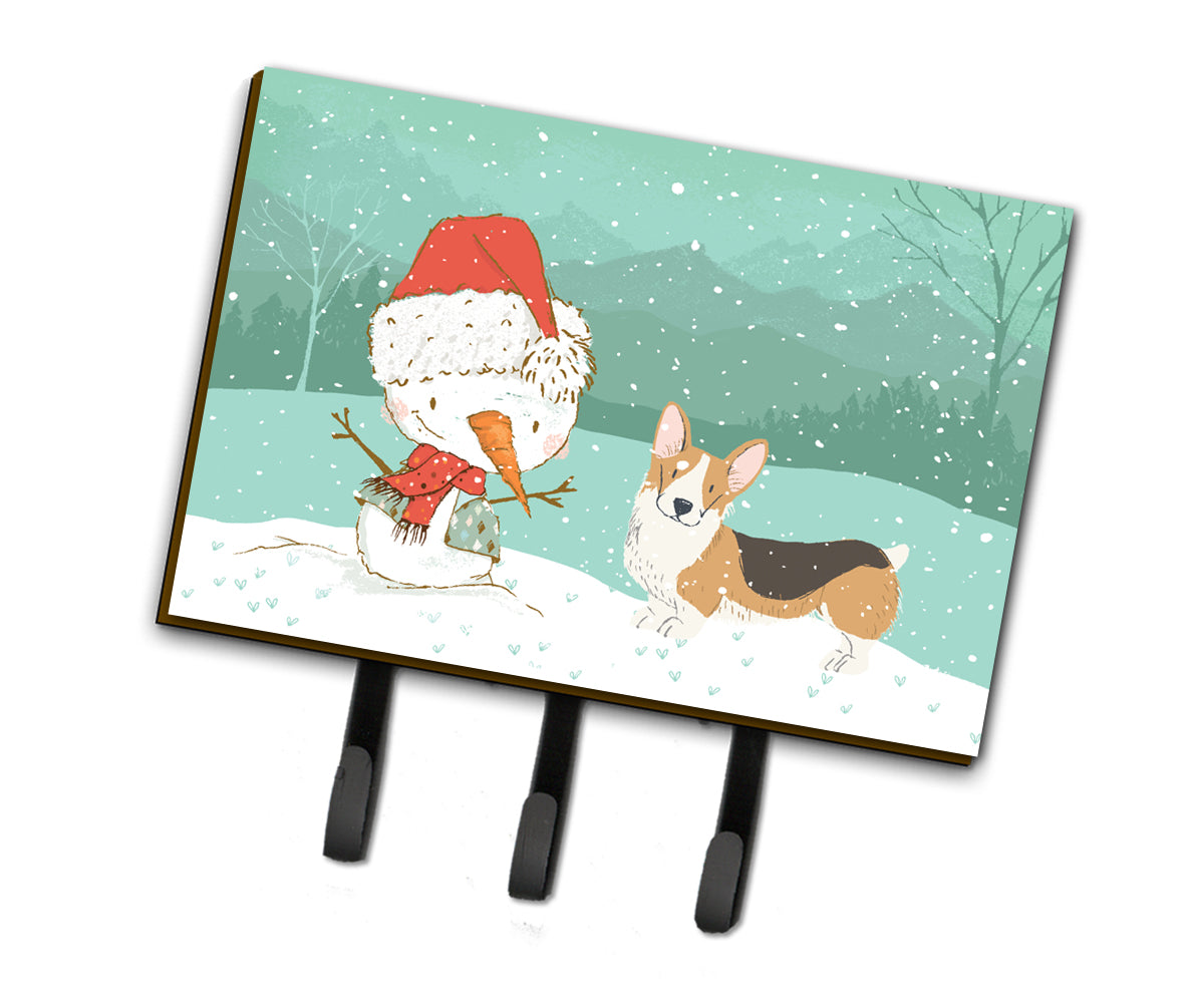 Tricolor Pembroke Corgi Snowman Christmas Leash or Key Holder CK2061TH68  the-store.com.