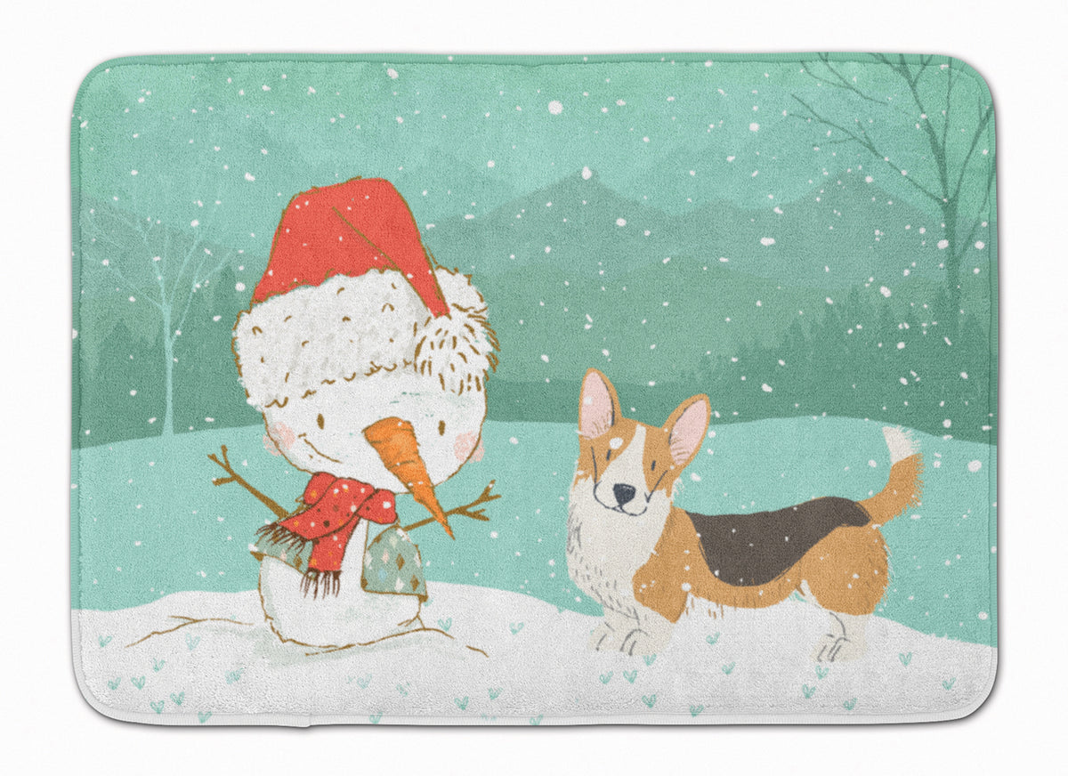 Tricolor Cardigan Corgi Snowman Christmas Machine Washable Memory Foam Mat CK2062RUG - the-store.com