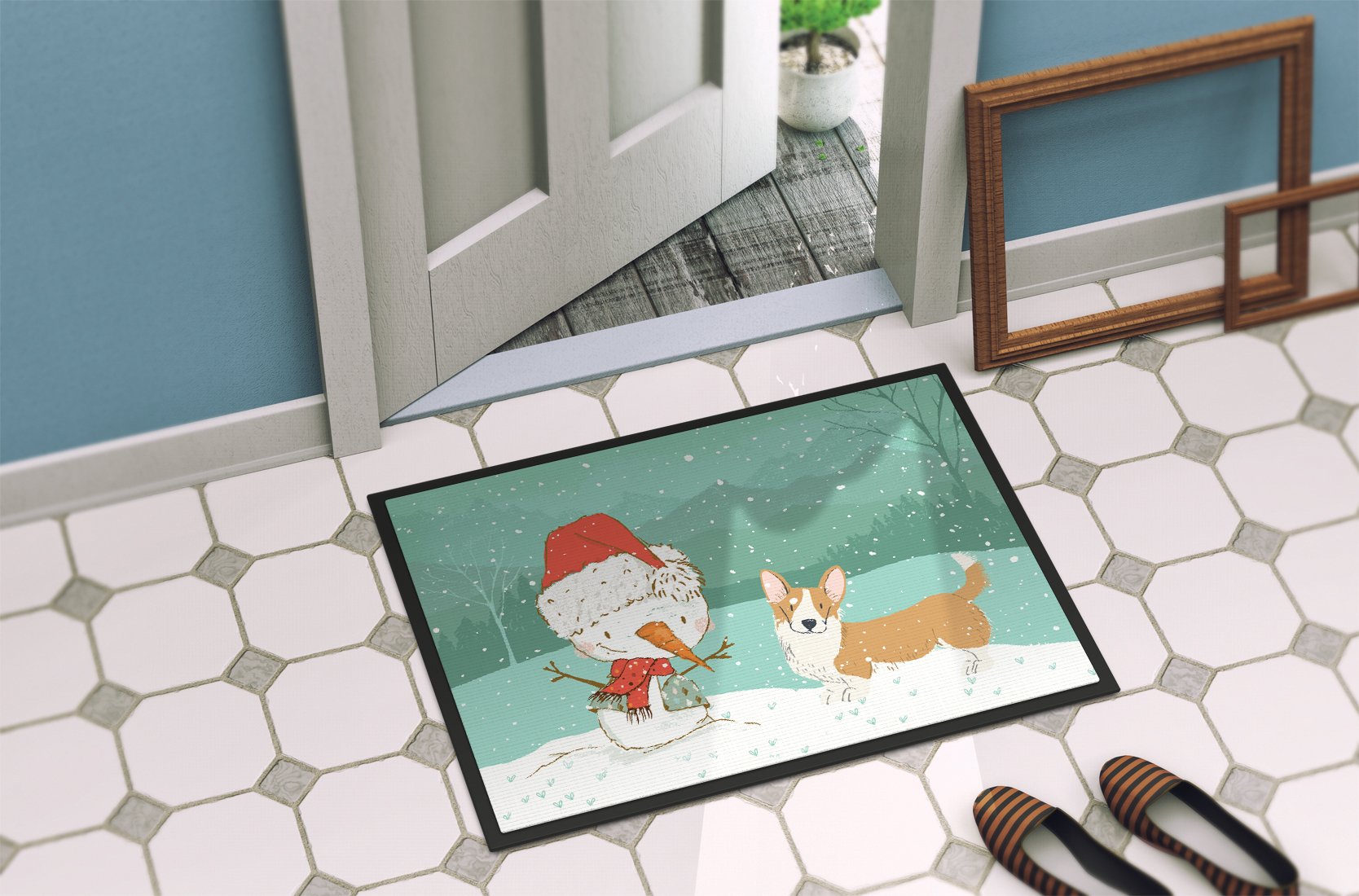 Cardigan Corgi Snowman Christmas Indoor or Outdoor Mat 24x36 CK2063JMAT by Caroline's Treasures