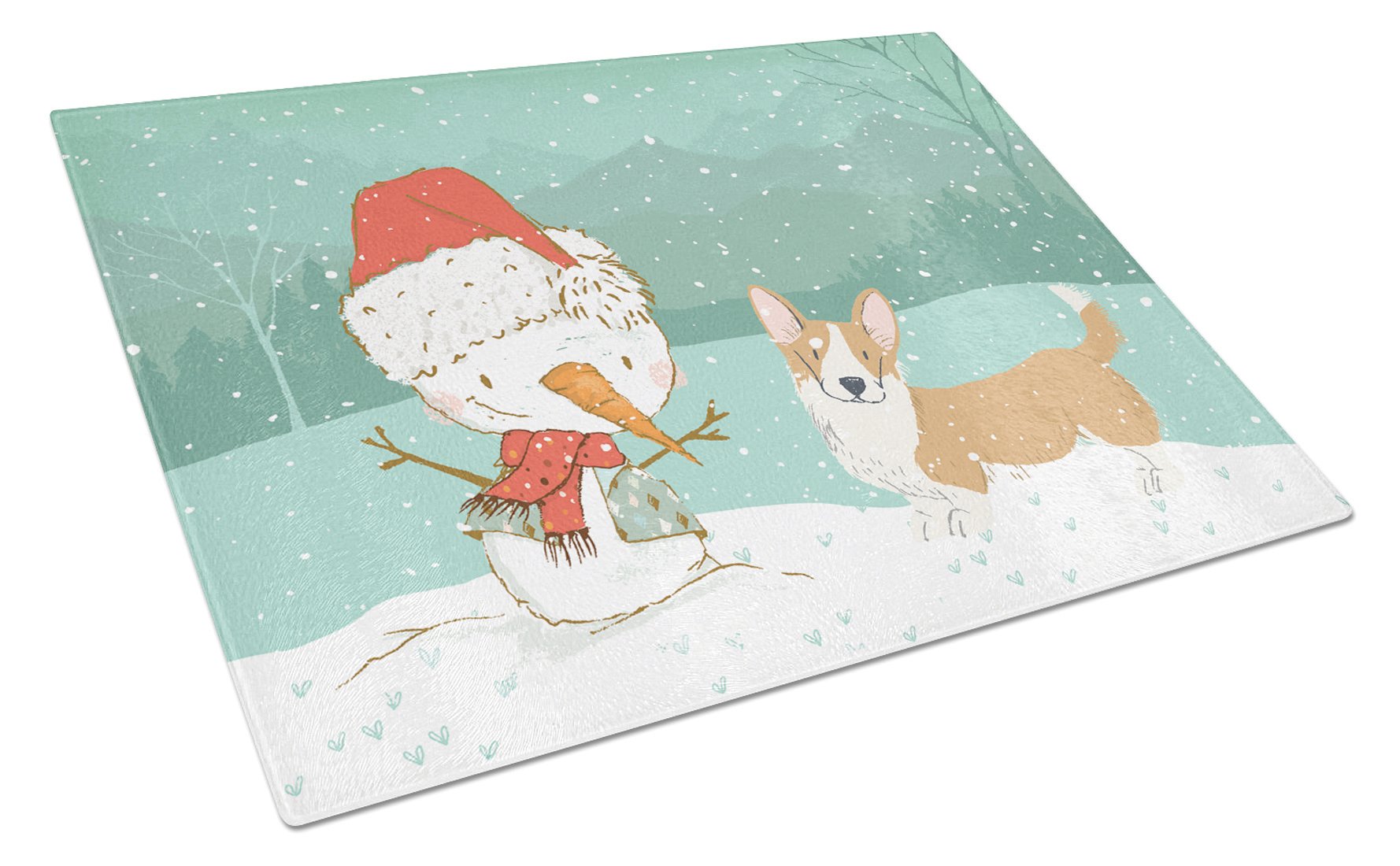 Cardigan Corgi Snowman Christmas Glass Cutting Board Large CK2063LCB by Caroline's Treasures