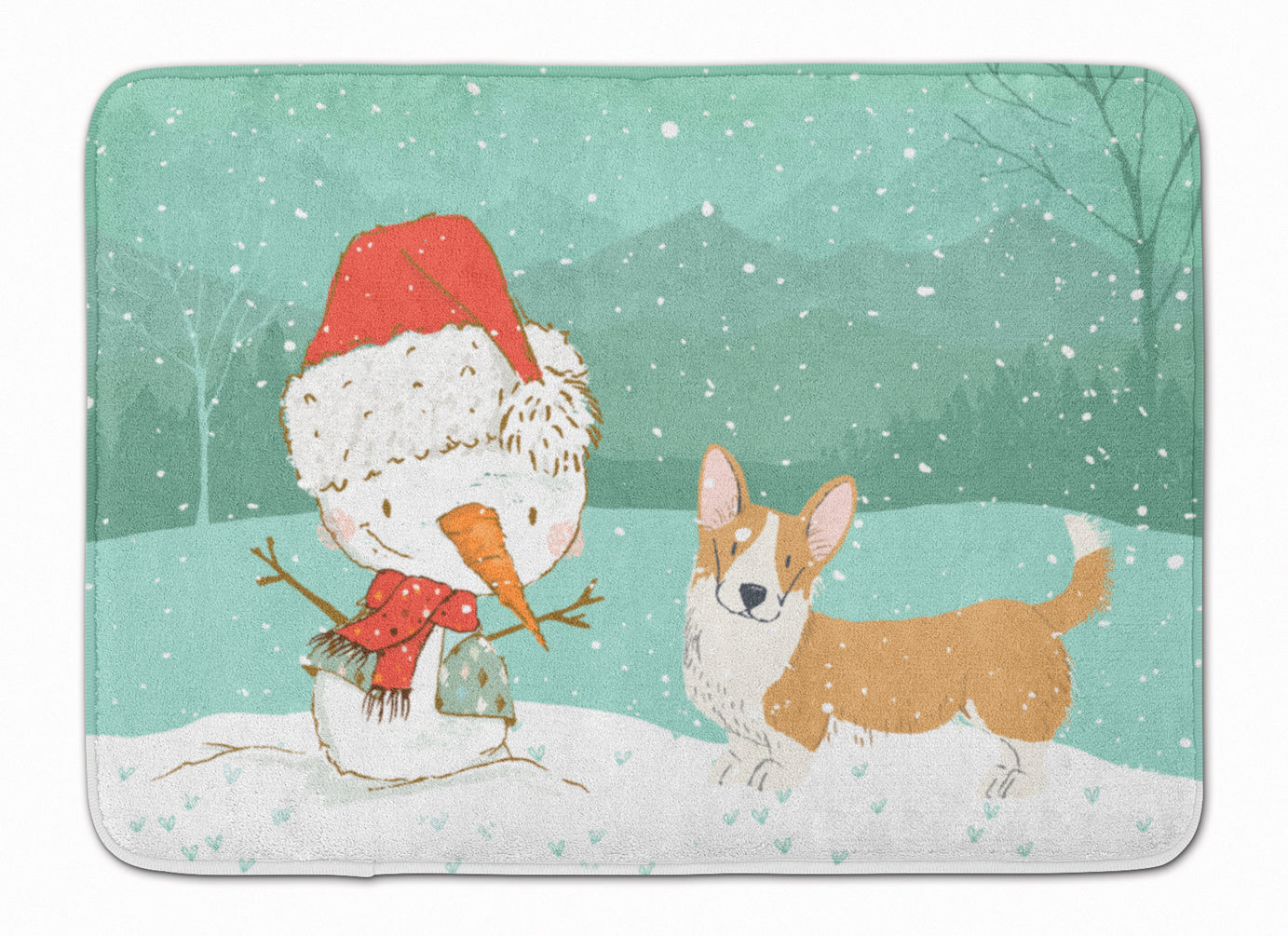 Cardigan Corgi Snowman Christmas Machine Washable Memory Foam Mat CK2063RUG - the-store.com