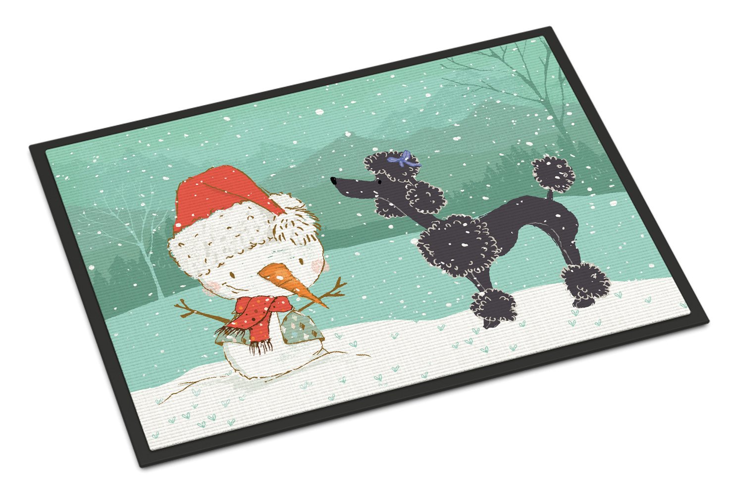 Black Poodle Snowman Christmas Indoor or Outdoor Mat 24x36 CK2064JMAT by Caroline's Treasures