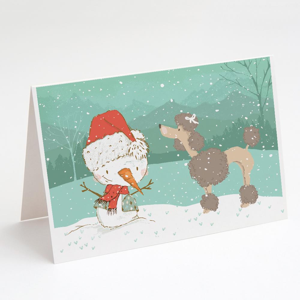 Buy this Chocolate Poodle Snowman Christmas Greeting Cards and Envelopes Pack of 8