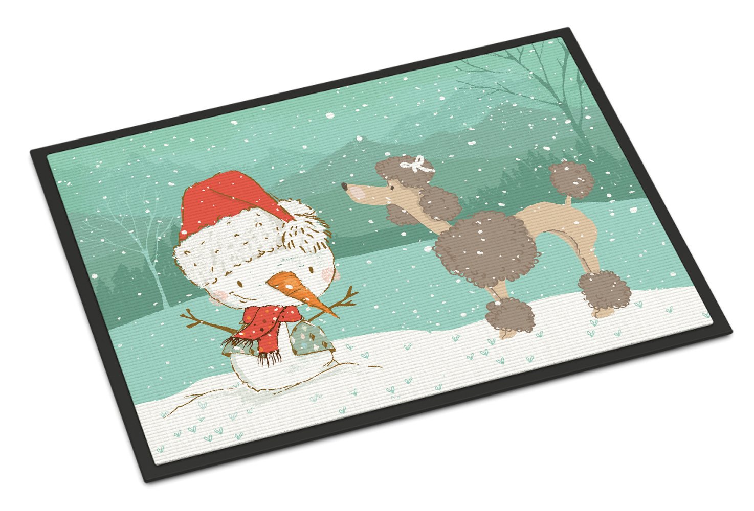 Chocolate Poodle Snowman Christmas Indoor or Outdoor Mat 24x36 CK2065JMAT by Caroline's Treasures