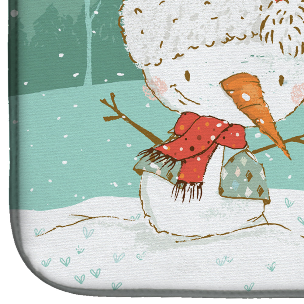 White Poodle Snowman Christmas Dish Drying Mat CK2067DDM  the-store.com.