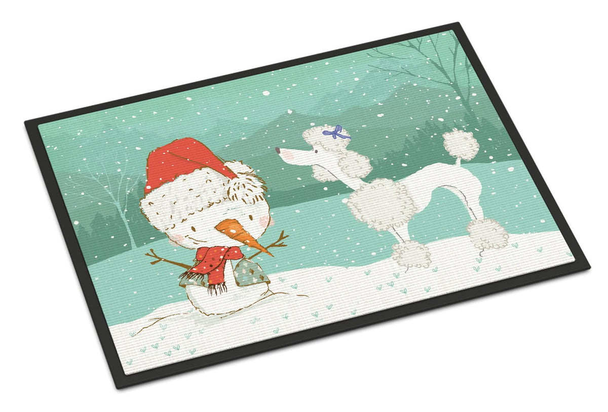 White Poodle Snowman Christmas Indoor or Outdoor Mat 24x36 CK2067JMAT by Caroline&#39;s Treasures