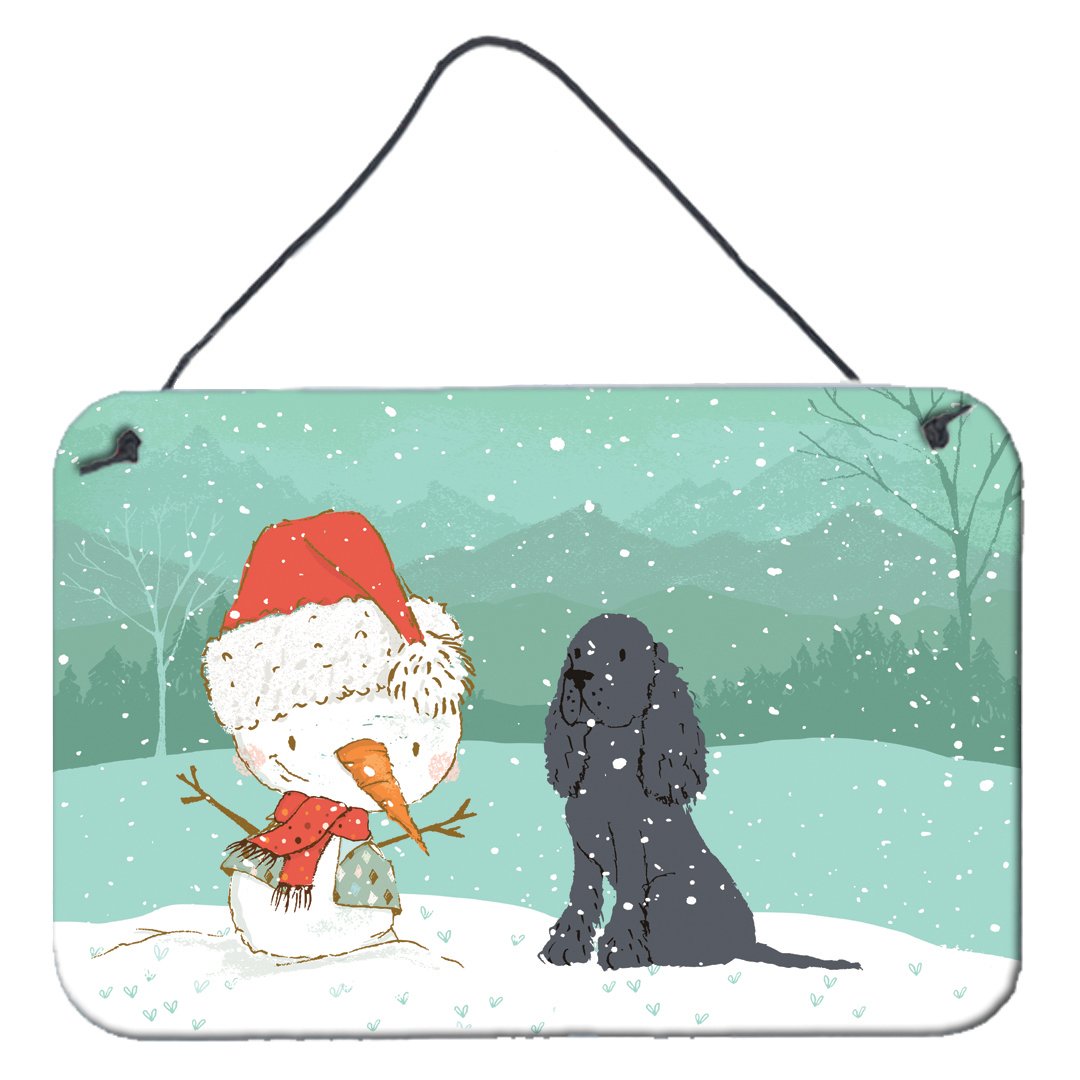 Black Spaniel Snowman Christmas Wall or Door Hanging Prints CK2070DS812 by Caroline&#39;s Treasures