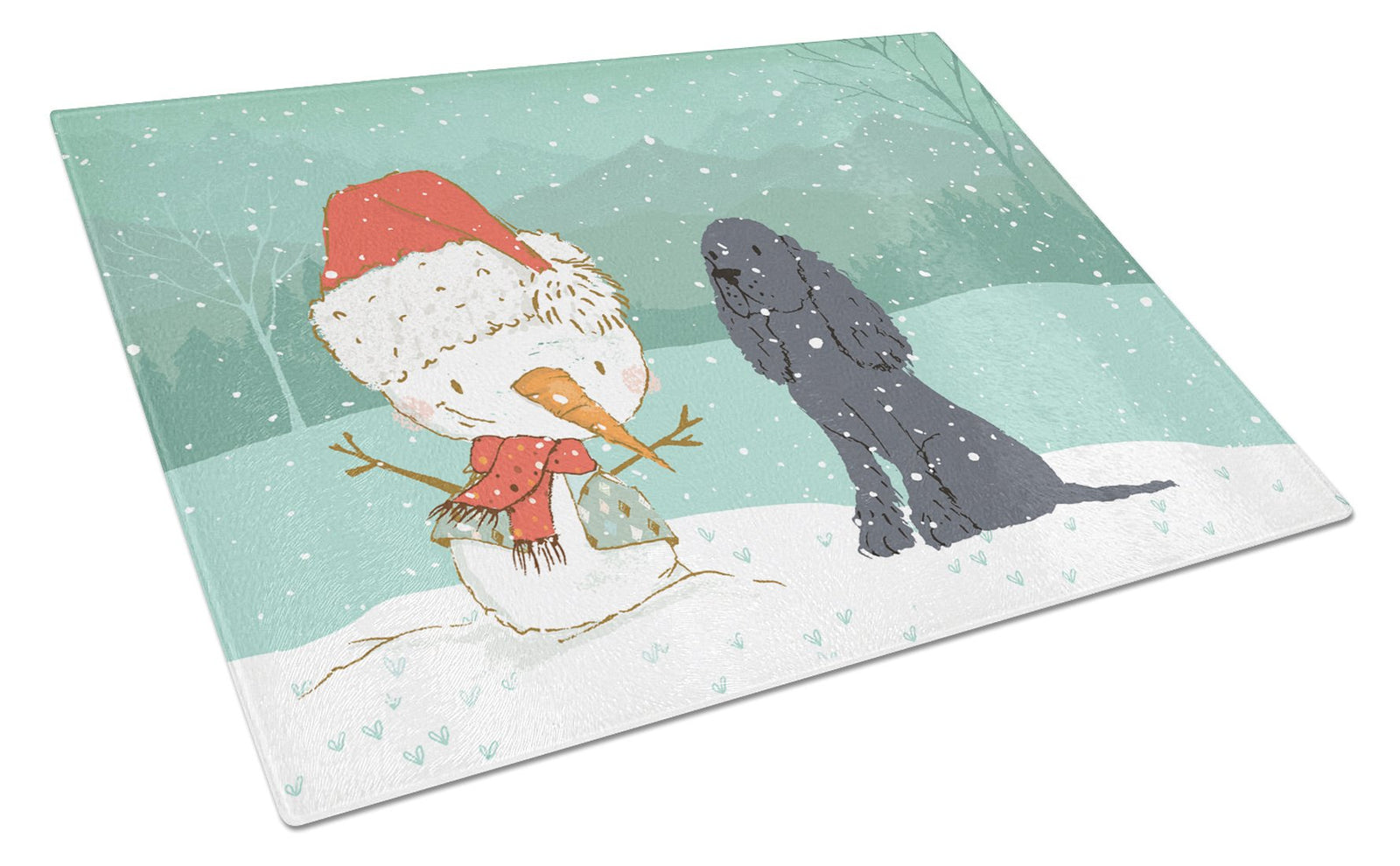 Black Spaniel Snowman Christmas Glass Cutting Board Large CK2070LCB by Caroline's Treasures