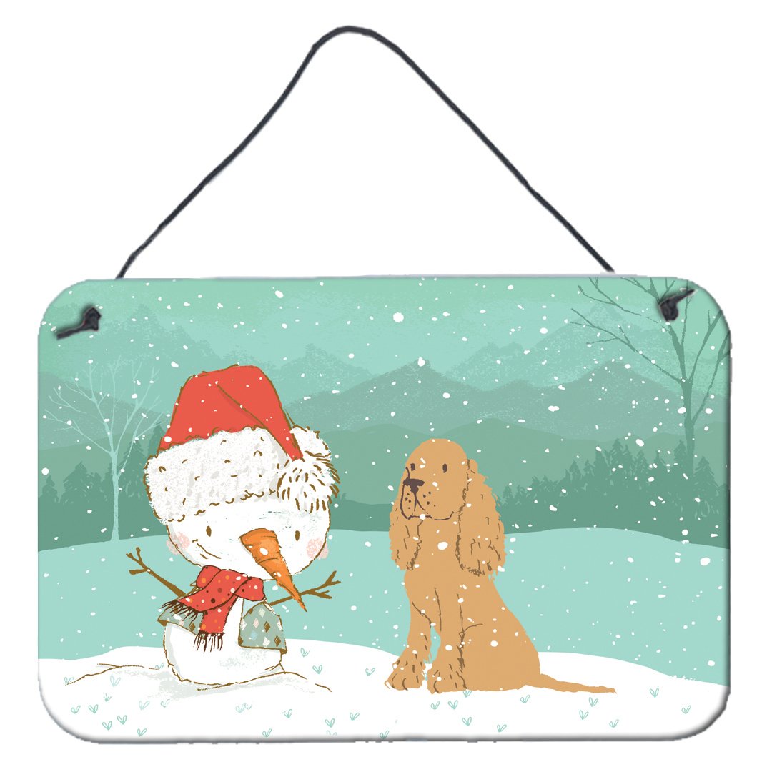 Tan Spaniel Snowman Christmas Wall or Door Hanging Prints CK2071DS812 by Caroline's Treasures