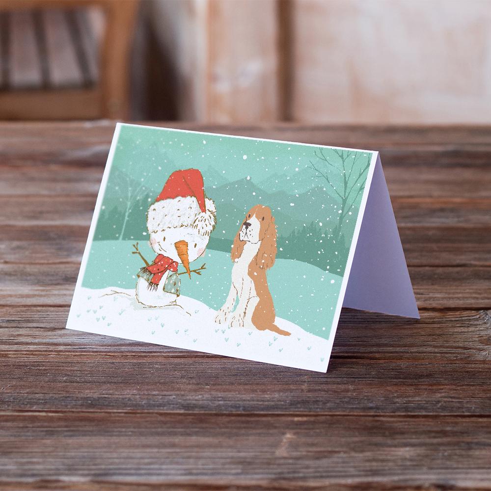 Buy this Red Spaniel Snowman Christmas Greeting Cards and Envelopes Pack of 8