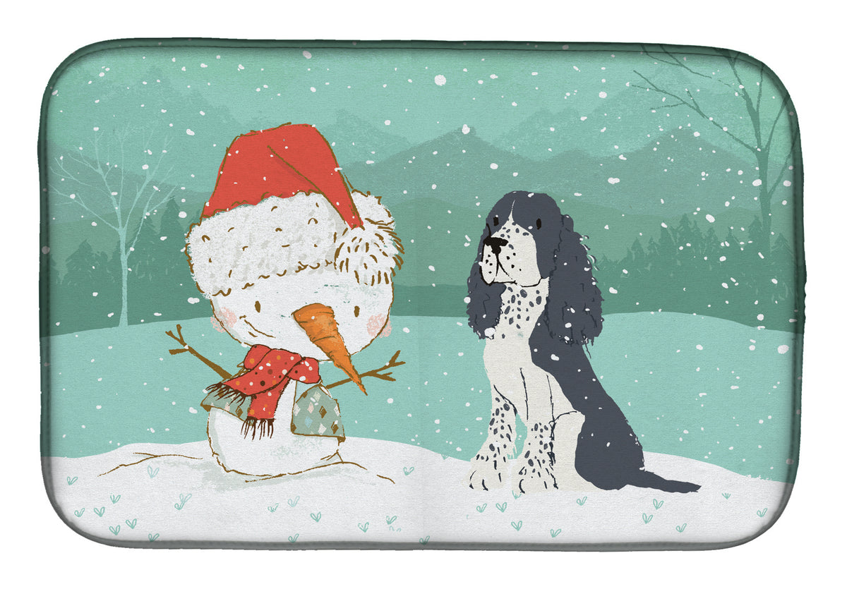 English Springer Spaniel Snowman Christmas Dish Drying Mat CK2073DDM  the-store.com.