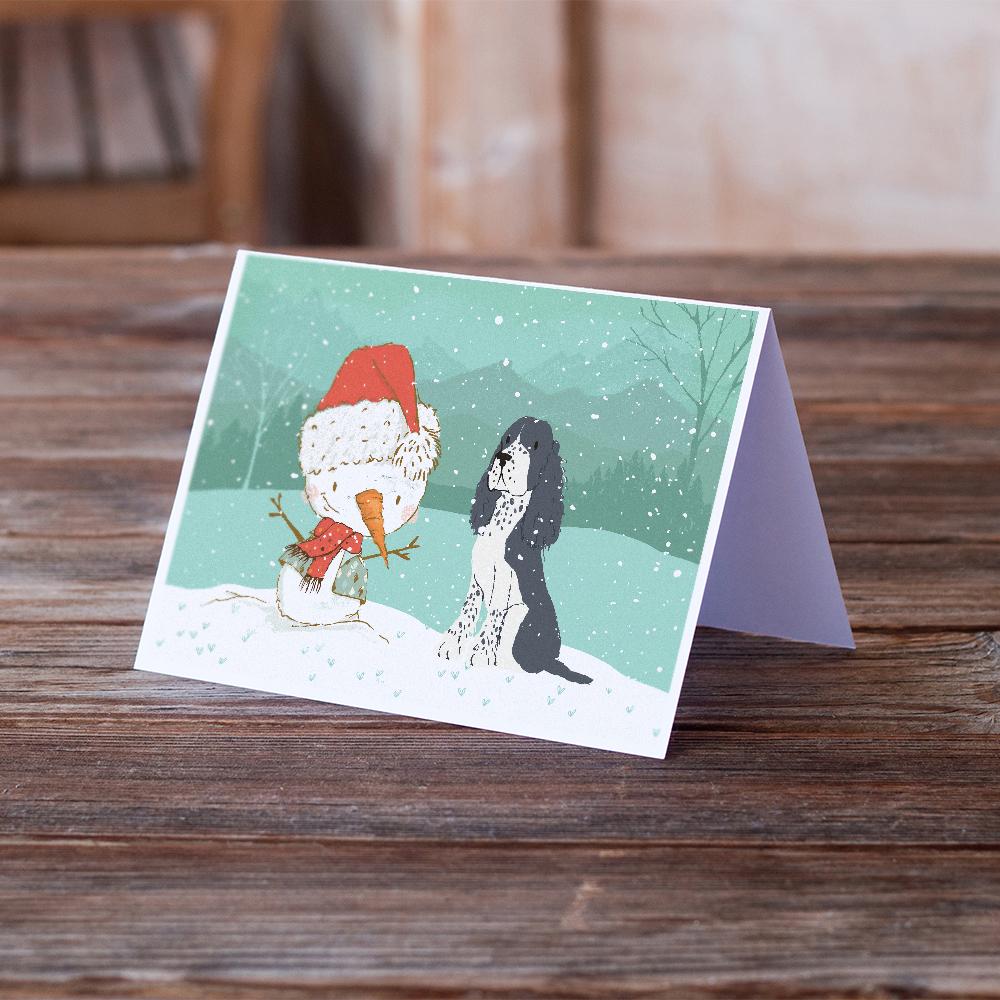 Buy this English Springer Spaniel Snowman Christmas Greeting Cards and Envelopes Pack of 8