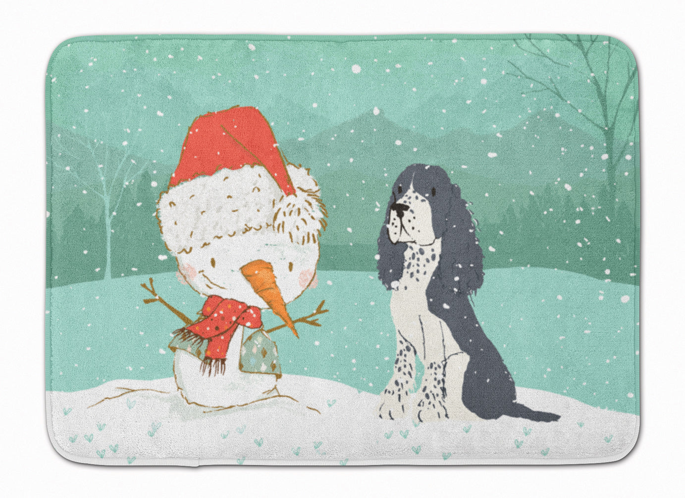 English Springer Spaniel Snowman Christmas Machine Washable Memory Foam Mat CK2073RUG - the-store.com