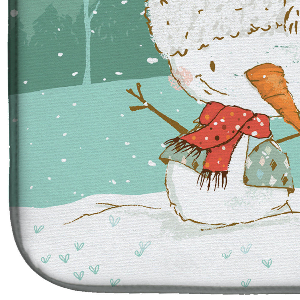 Brown English Springer Spaniel Snowman Christmas Dish Drying Mat CK2074DDM  the-store.com.