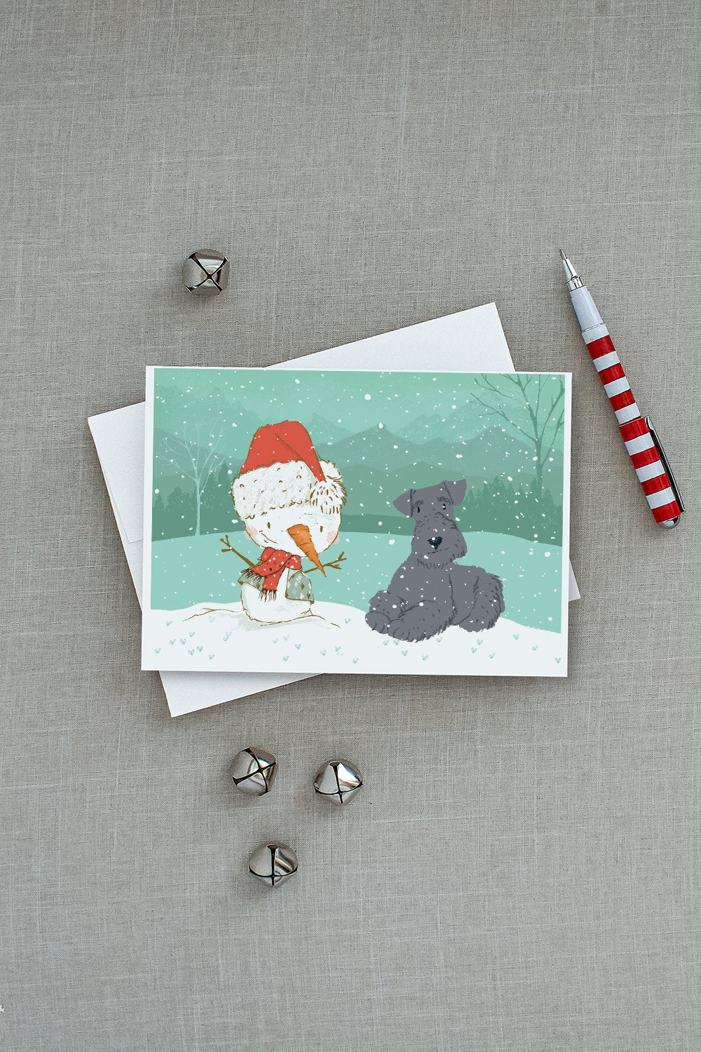 Lakeland Terrier Snowman Christmas Greeting Cards and Envelopes Pack of 8 - the-store.com