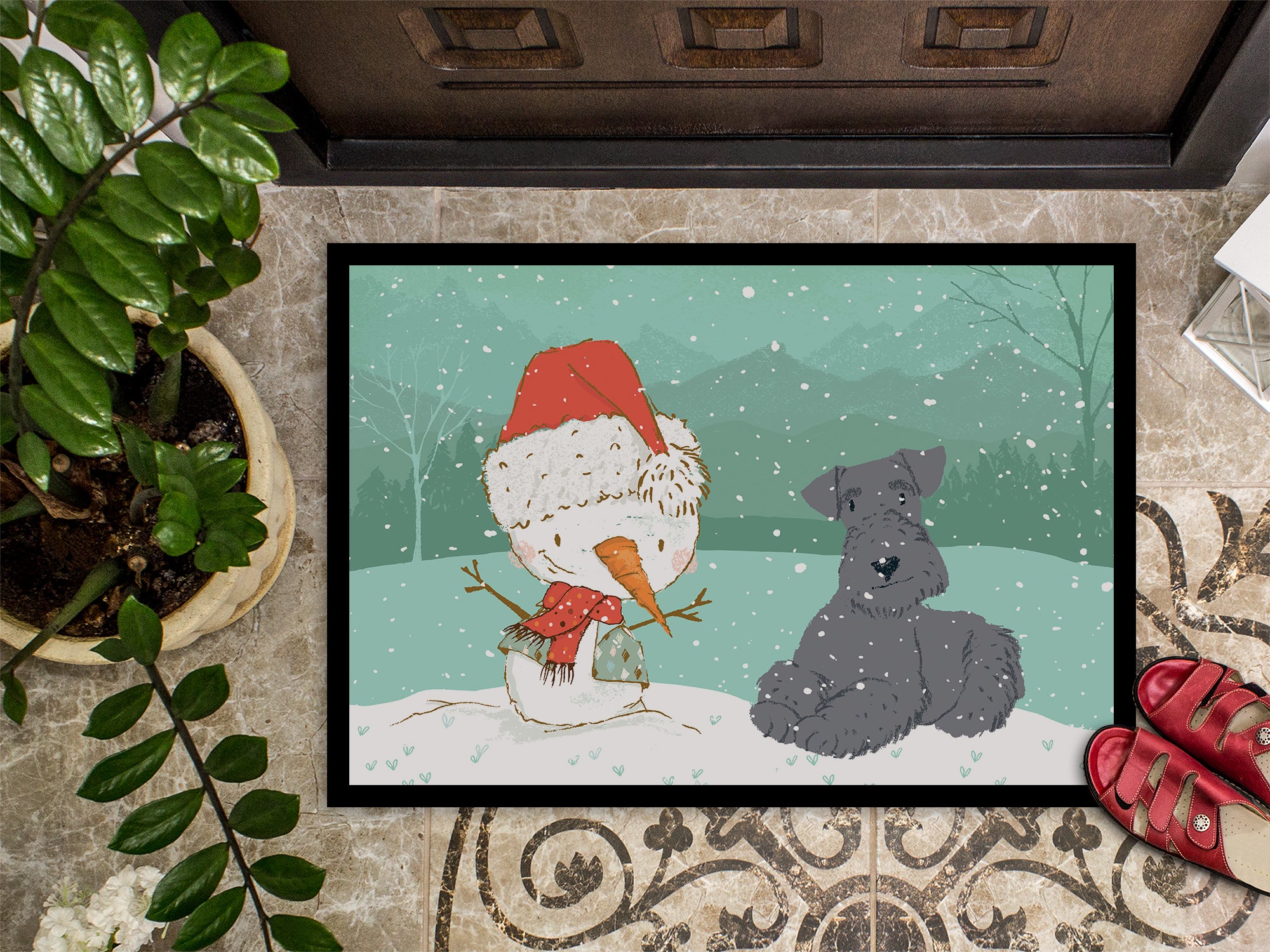 Lakeland Terrier Snowman Christmas Indoor or Outdoor Mat 18x27 CK2077MAT - the-store.com