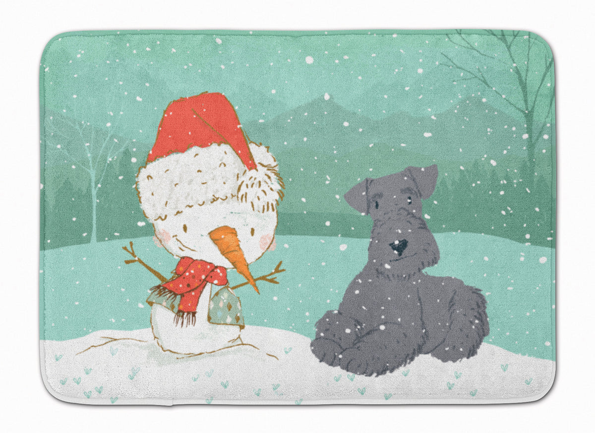 Lakeland Terrier Snowman Christmas Machine Washable Memory Foam Mat CK2077RUG - the-store.com