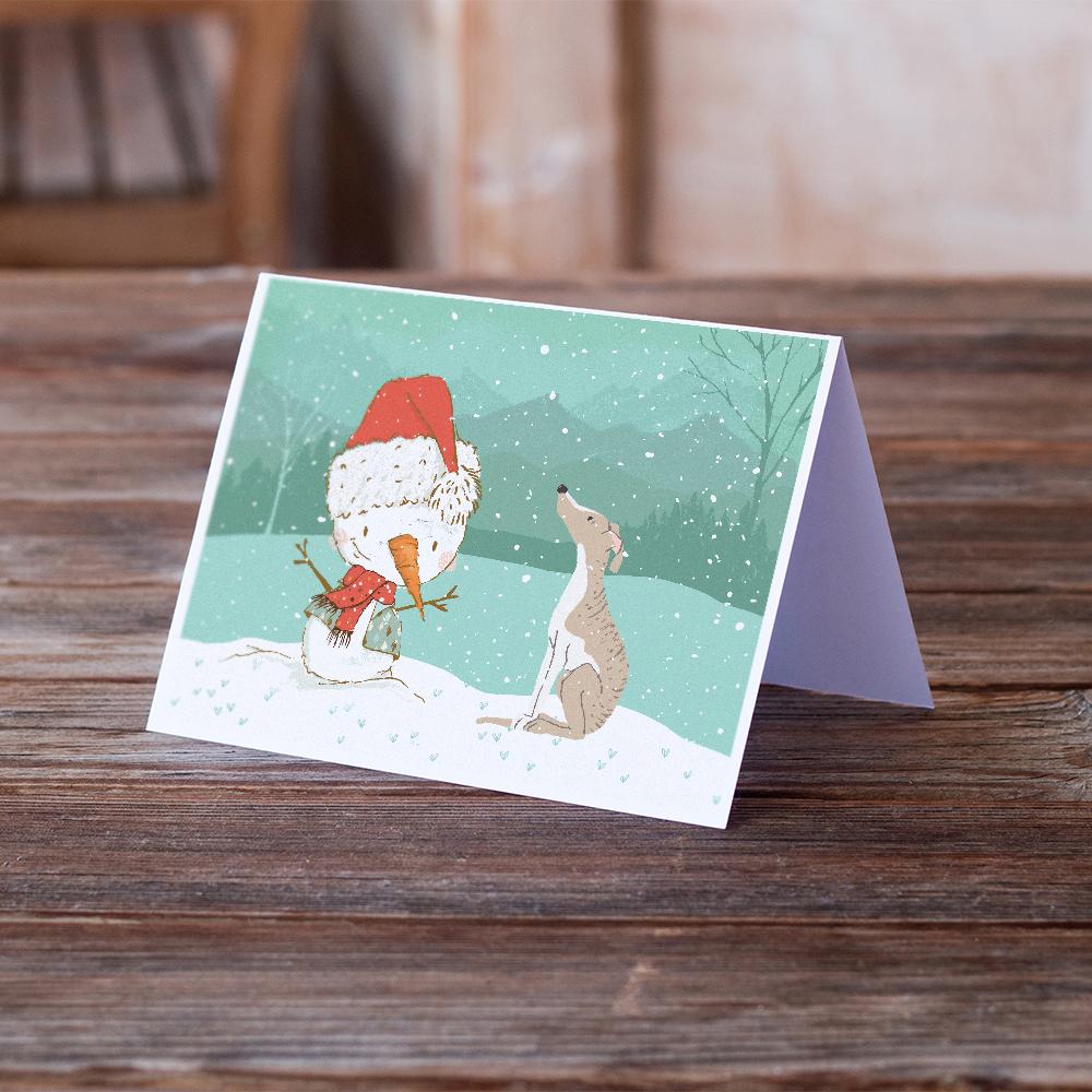 Whippet Snowman Christmas Greeting Cards and Envelopes Pack of 8 - the-store.com