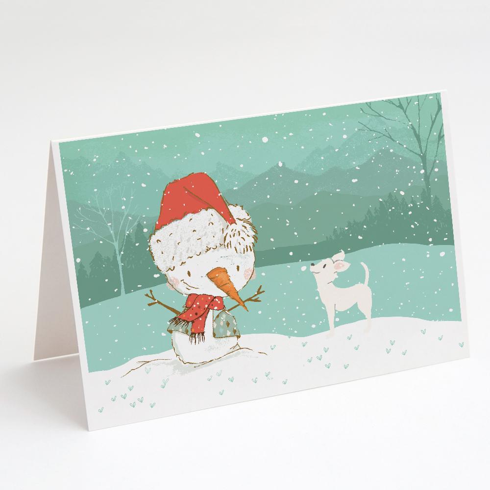 Buy this White Chihuahua Snowman Christmas Greeting Cards and Envelopes Pack of 8