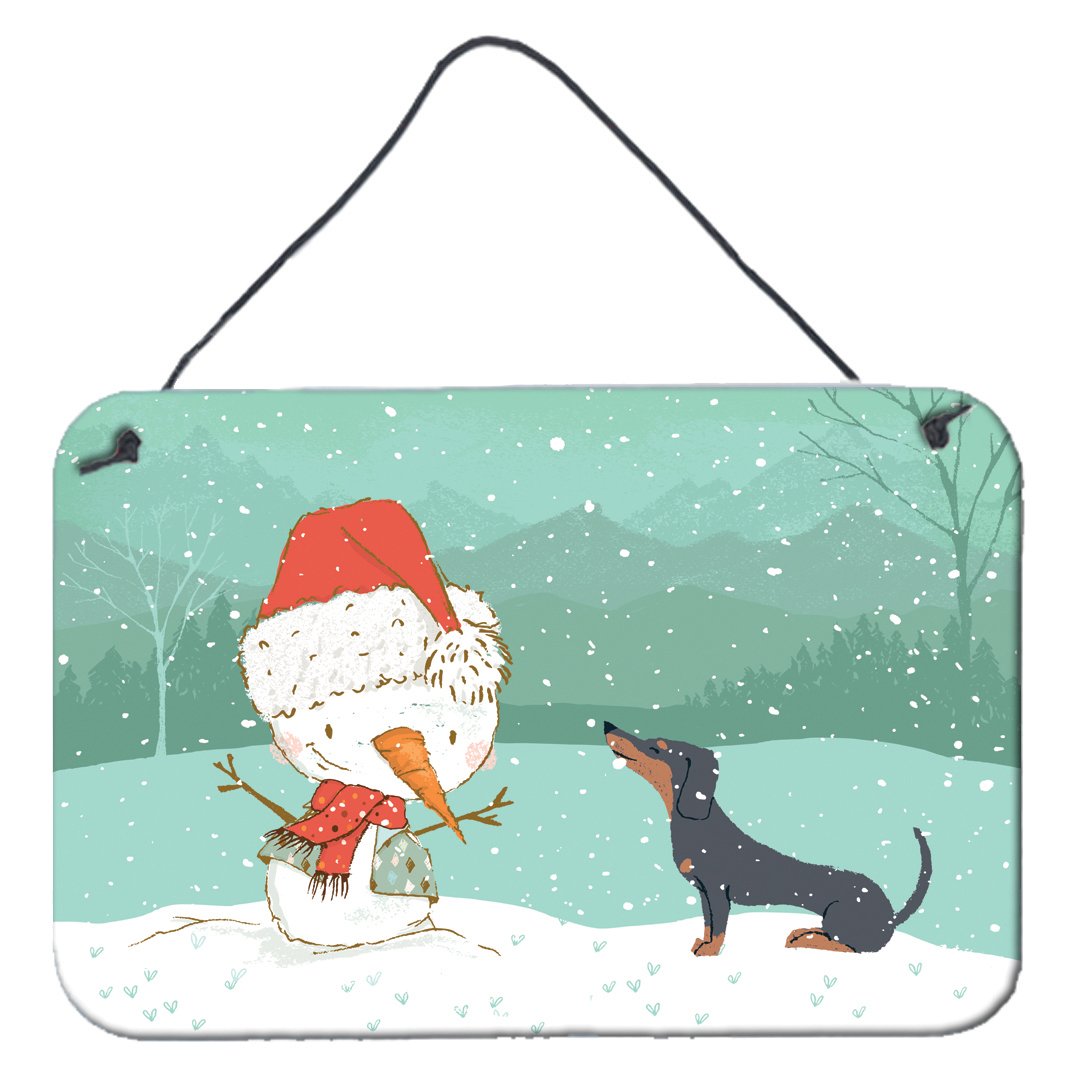 Black Tan Dachshund Snowman Christmas Wall or Door Hanging Prints CK2083DS812 by Caroline's Treasures