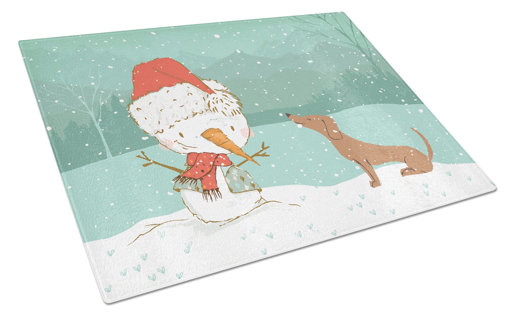 Red Dachshund Snowman Christmas Glass Cutting Board Large CK2084LCB by Caroline's Treasures