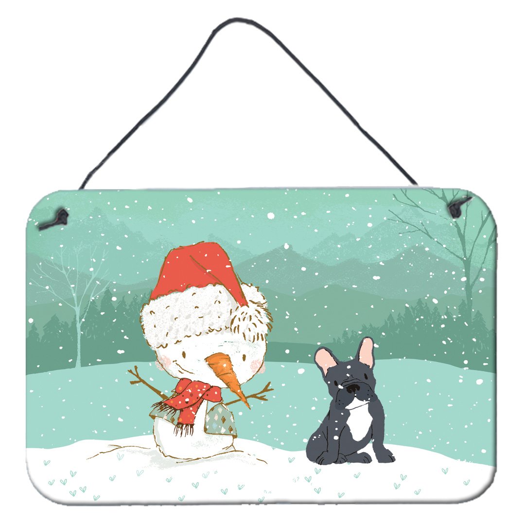 Black French Bulldog Snowman Christmas Wall or Door Hanging Prints CK2085DS812 by Caroline's Treasures