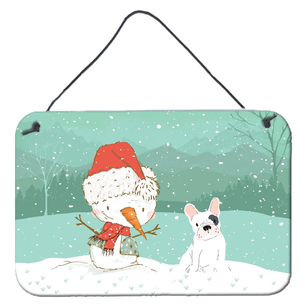 Piebald French Bulldog Snowman Christmas Wall or Door Hanging Prints CK2087DS812 by Caroline's Treasures