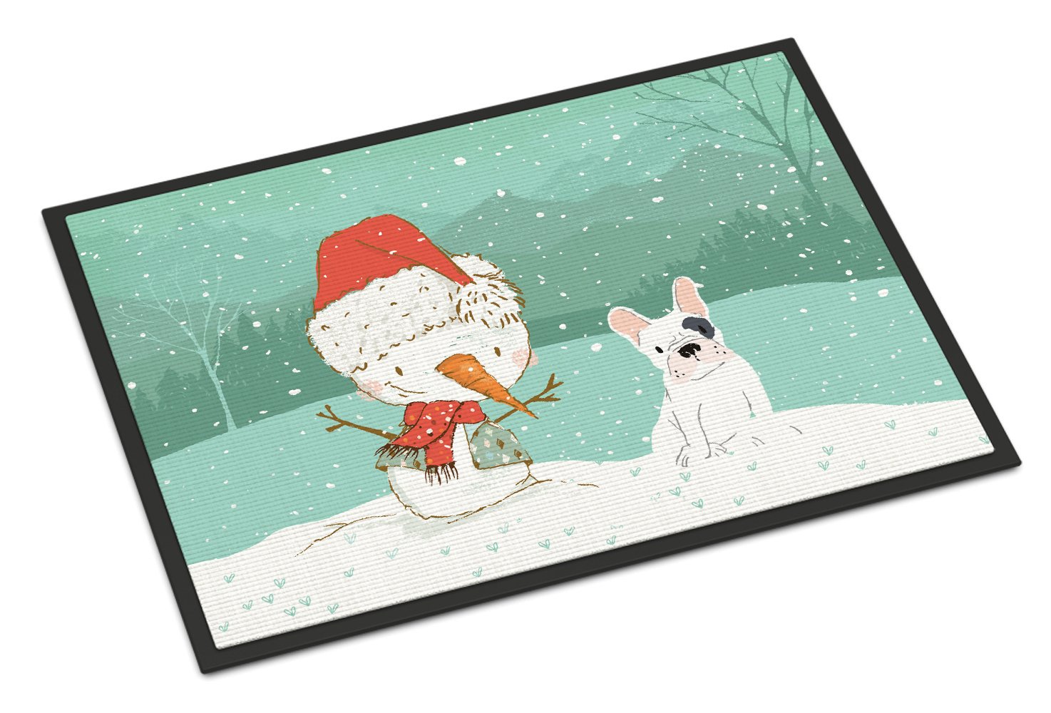 Piebald French Bulldog Snowman Christmas Indoor or Outdoor Mat 24x36 CK2087JMAT by Caroline's Treasures