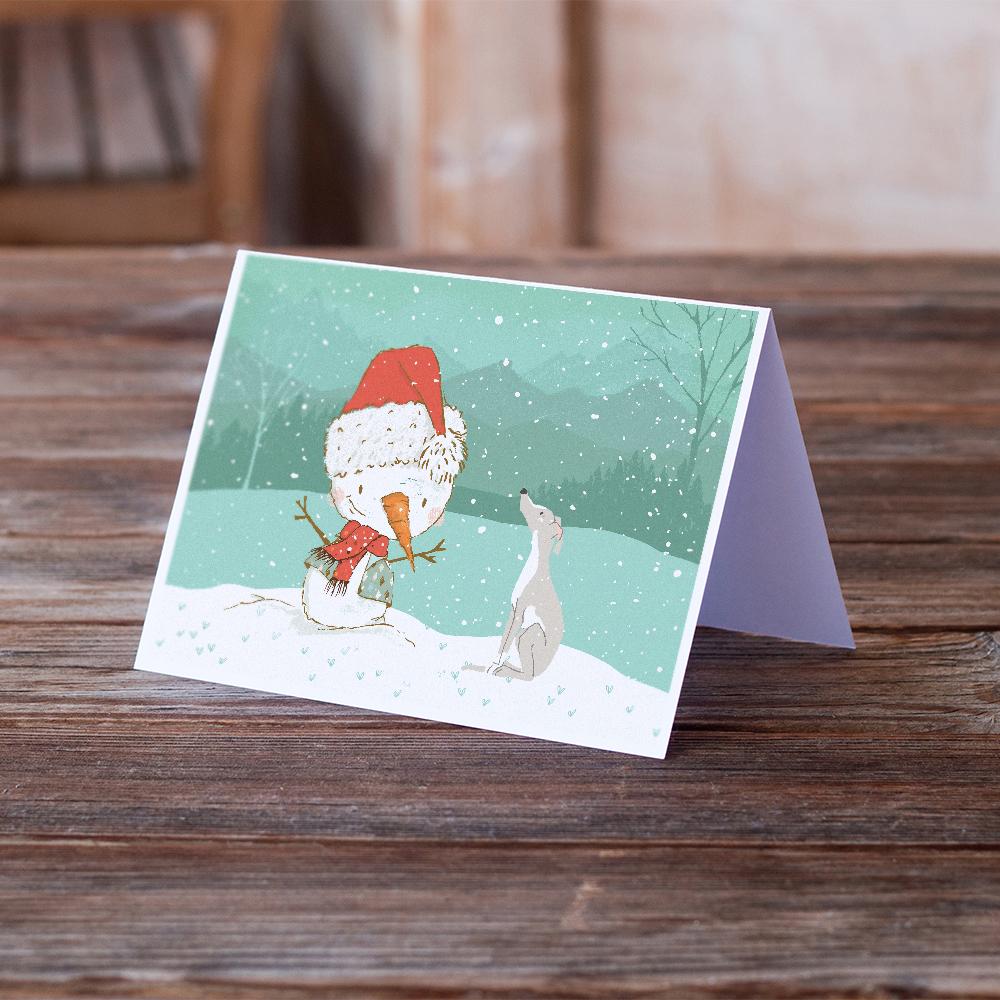 Italian Greyhound Snowman Christmas Greeting Cards and Envelopes Pack of 8 - the-store.com