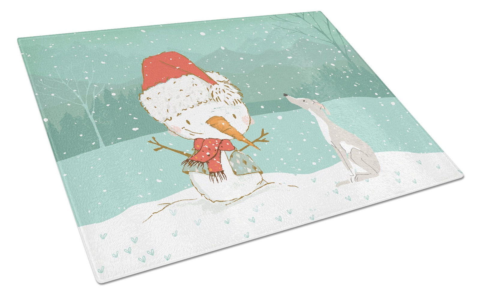 Italian Greyhound Snowman Christmas Glass Cutting Board Large CK2089LCB by Caroline's Treasures