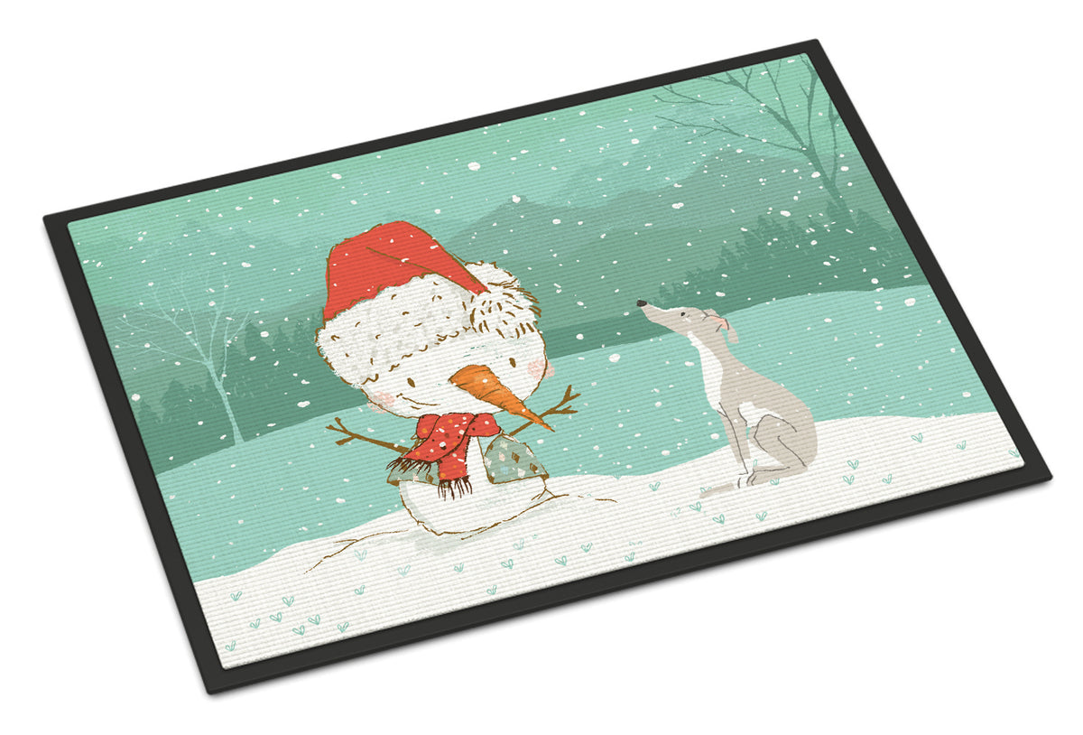 Italian Greyhound Snowman Christmas Indoor or Outdoor Mat 18x27 CK2089MAT - the-store.com