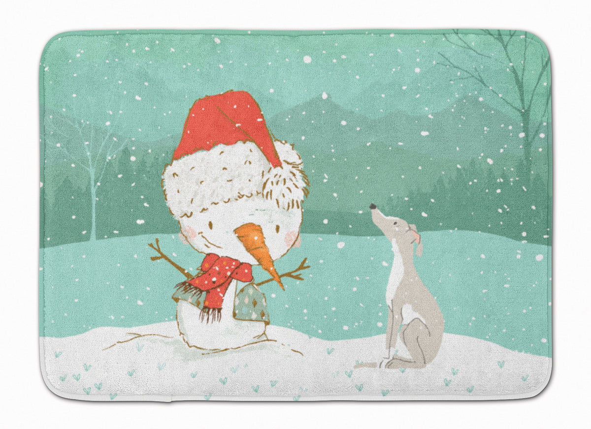 Italian Greyhound Snowman Christmas Machine Washable Memory Foam Mat CK2089RUG - the-store.com