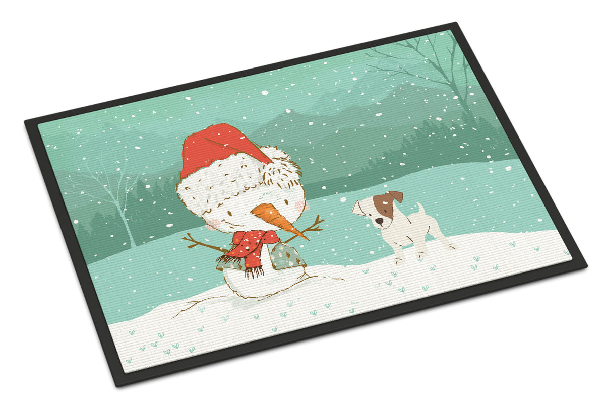 Jack Russell Terrier Snowman Christmas Indoor or Outdoor Mat 18x27 CK2090MAT - the-store.com