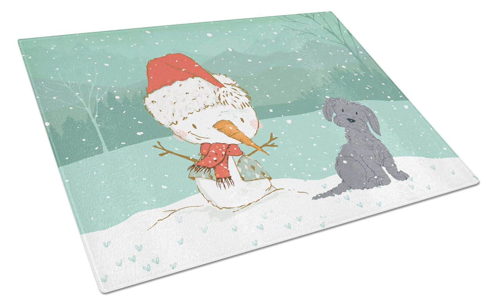 Black Maltese Snowman Christmas Glass Cutting Board Large CK2092LCB by Caroline's Treasures