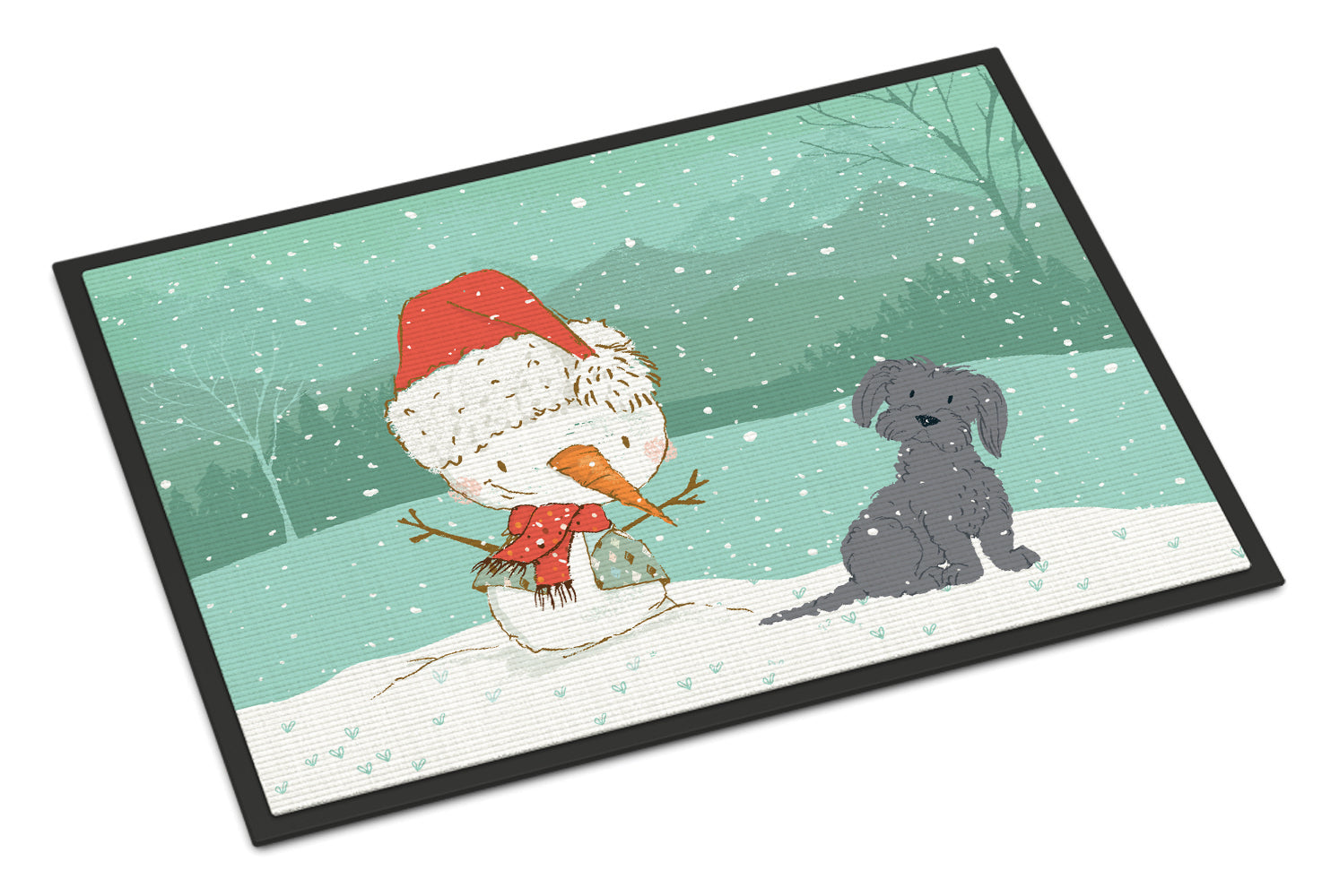 Black Maltese Snowman Christmas Indoor or Outdoor Mat 18x27 CK2092MAT - the-store.com