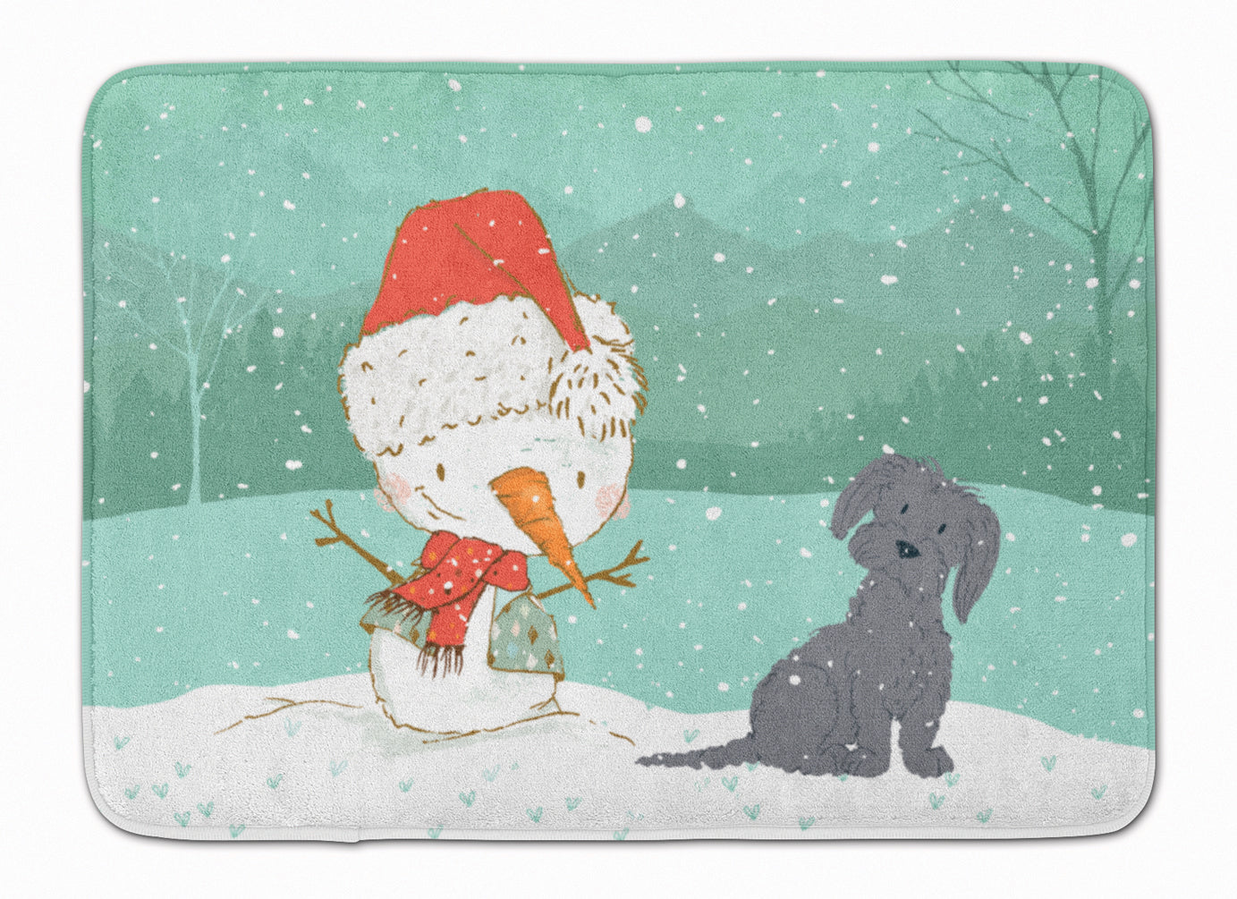 Black Maltese Snowman Christmas Machine Washable Memory Foam Mat CK2092RUG - the-store.com