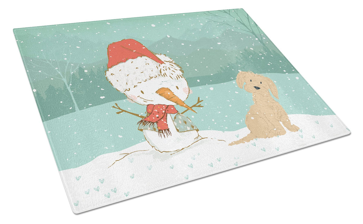 Brown Maltese Snowman Christmas Glass Cutting Board Large CK2093LCB by Caroline&#39;s Treasures