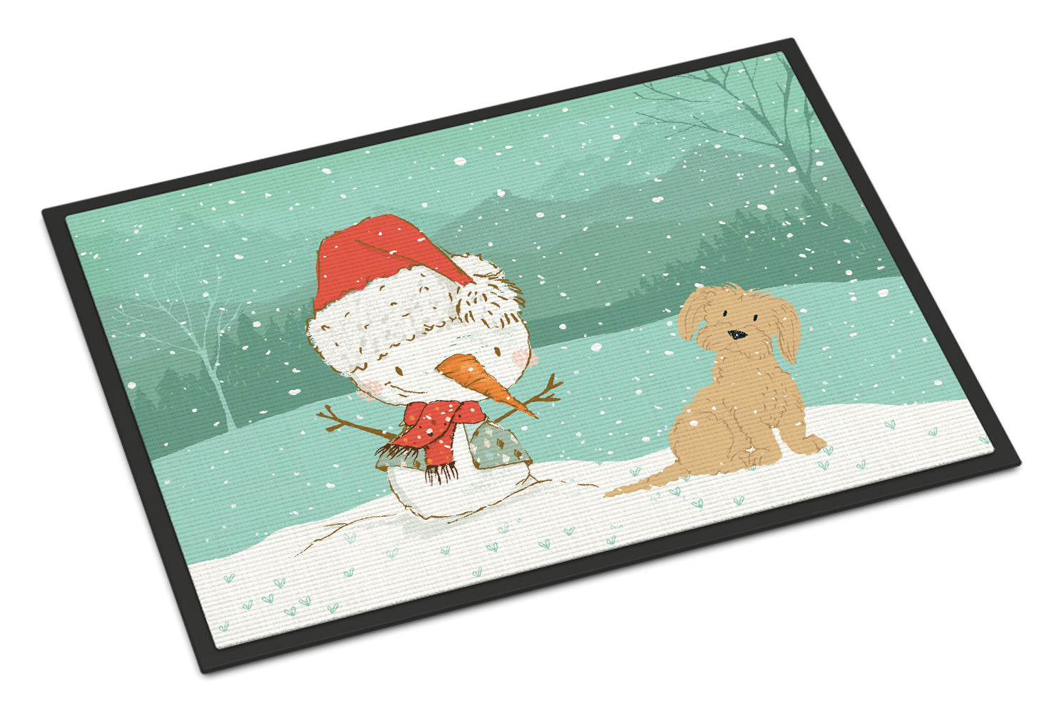 Brown Maltese Snowman Christmas Indoor or Outdoor Mat 18x27 CK2093MAT - the-store.com