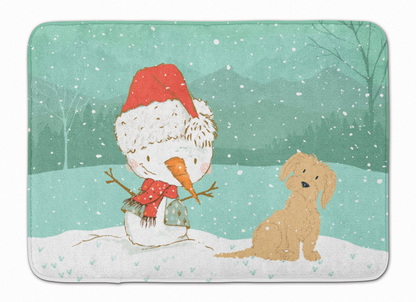 Brown Maltese Snowman Christmas Machine Washable Memory Foam Mat CK2093RUG - the-store.com